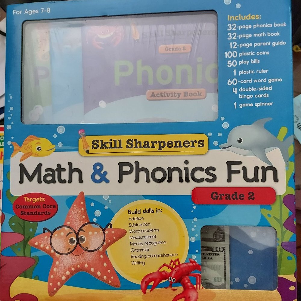 NWT Skill Sharpeners Math & Phonics Fun Grade 2 Learning Activities